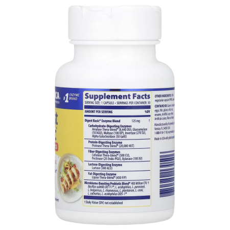 Ферменты и пробиотики, Digest Basic + Probiotics, Enzymedica, 30 капсул