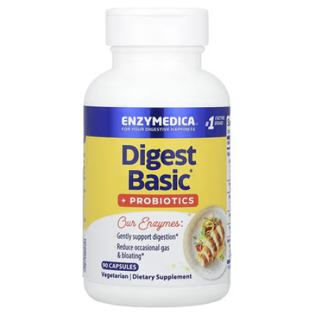 Ферменти та пробіотики, Digest Basic + Probiotics, Enzymedica, 90 капсул
