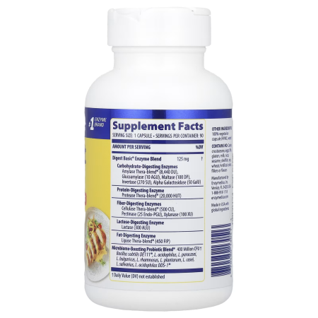 Ферменты и пробиотики, Digest Basic + Probiotics, Enzymedica, 90 капсул