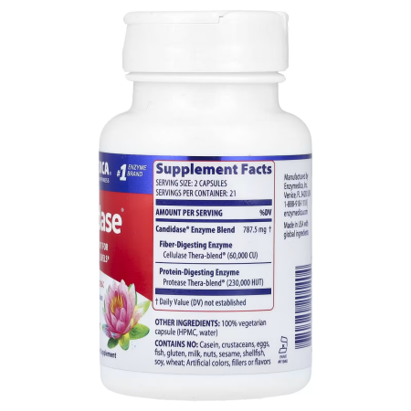 Поддержка пищеварения, Candidase, Enzymedica, 42 капсулы