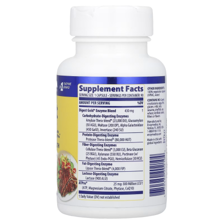 Пищеварительные ферменты, Digest Gold, Enzymedica, 90 капсул