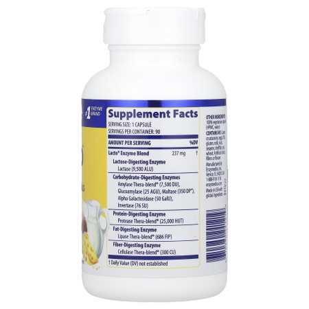 Ферменты для переваривания лактозы, Lacto, Enzymedica, 90 капсул