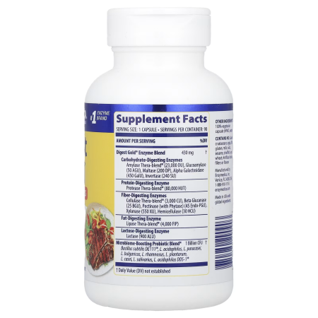 Энзимы плюс пробиотики, Digest Gold Probiotics, Enzymedica, 90 капсул