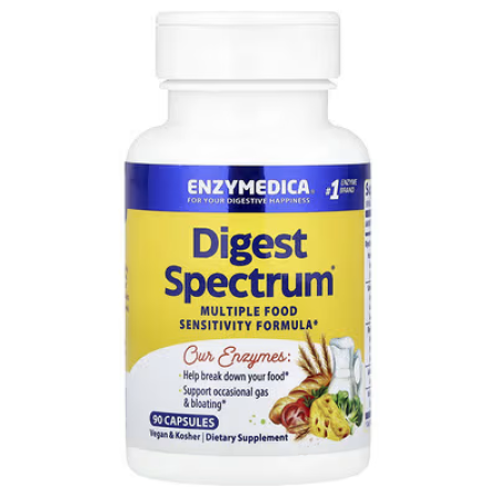 Пищеварительные ферменты, Digest Spectrum, Enzymedica, для улучшения пищеварения, от множественной пищевой непереносимости, 90 капсул