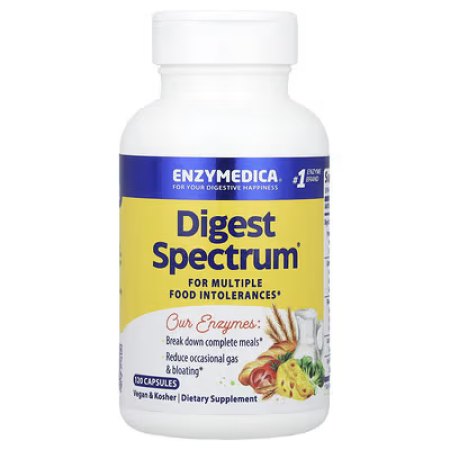 Ферменты от пищевой непереносимости, Digest Spectrum, Enzymedica, для веганов, 120 капсул
