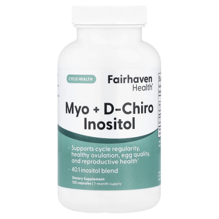 Мио-инозитол + D-хиро инозитол, Myo + D-Chiro Inositol, Fairhaven Health, 120 капсул