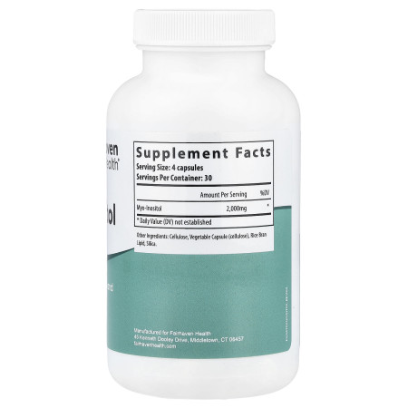 Мио-инозитол, для женщин и мужчин, Myo-Inositol, Fairhaven Health, 2000 мг, 120 капсул (500 мг в капсуле)