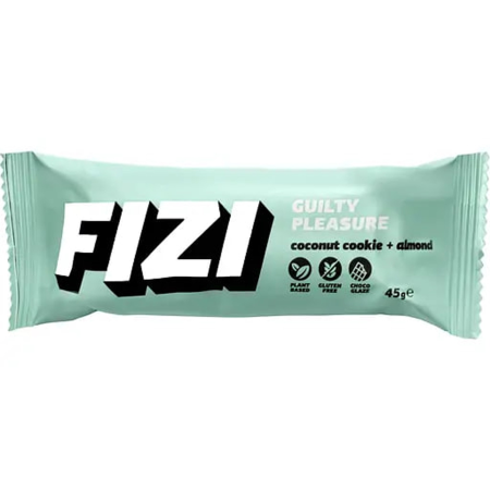 Шоколадний батончик, Guilty Pleasure, Fizi, кокосове печиво та мигдаль, веганський, без глютена та цукру, 1 шт (45 г)