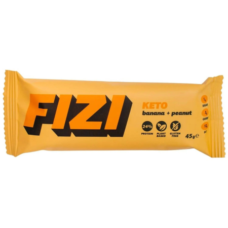 Батончик протеїновий, Кето Banana + Peanut, Fizi, банан та арахіс, без глазурі, з пребіотиком, 1 шт (45 г)