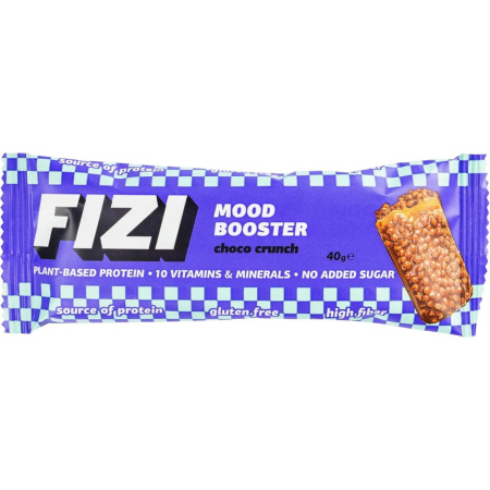 Протеїновий батончик, Mood Booster, Fizi, кранчі, шоколад та карамель, у шоколаді, веганський,1 шт