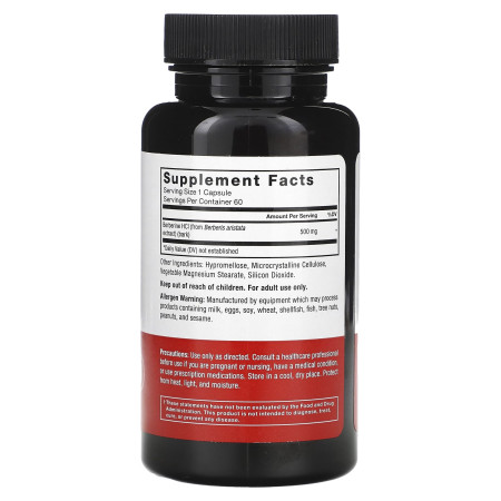 Берберин, Berberine, Force Factor, 500 мг, 60 веганских капсул