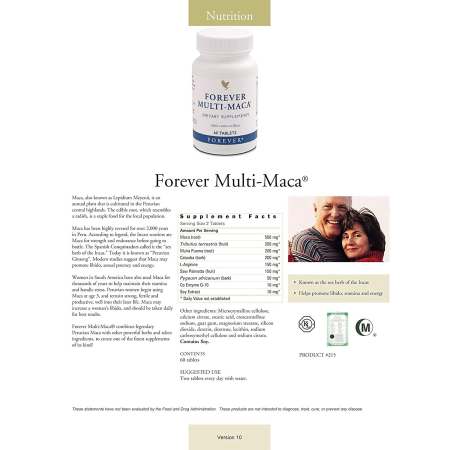 Мака, повышение либидо, Multi-Maca, Forever Living, 60 таблеток