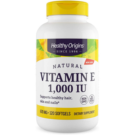 Вітамін Е, Vitamin E, Healthy Origins, суміш токоферолів, 1000 МО, 60 гелевих капсул
