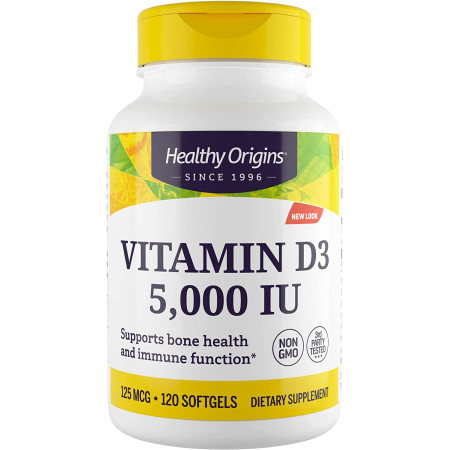 Вітамін D3, Vitamin D3, Healthy Origins, 5000 МО, 120 гелевих капсул