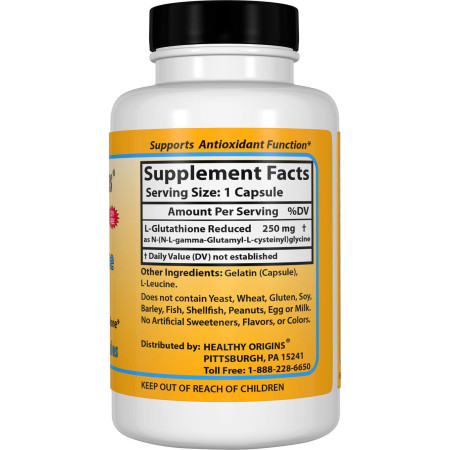 Глутатіон, L-Glutathione, Healthy Origins, Setria, знижений, 250 мг, 150 капсул