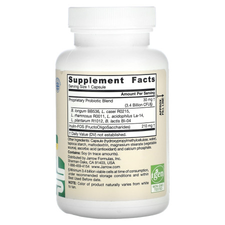 Пробіотики (дофілус), Jarro-Dophilus Plus FOS, Jarrow Formulas, з ФОС, 3.4 млрд КУО, 200 вегетаріанських капсул