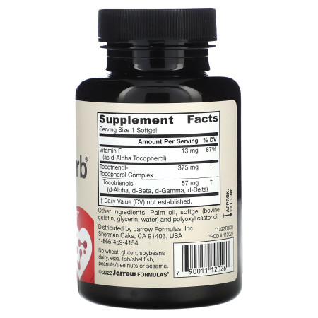 Витамин Е и токотринол, Tocotrienols and Vitamin E, Jarrow Formulas, 60 гелевых капсул