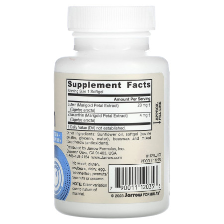 Лютеин, Lutein, Jarrow Formulas, 20 мг, 120 гелевых капсул