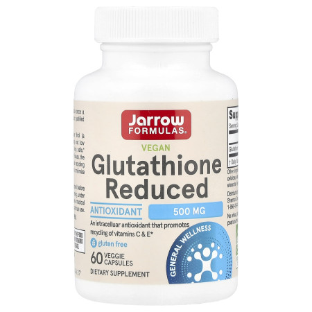 Глутатіон, Glutathione Reduced, Jarrow Formulas, веганський, 500 мг, 60 капсул
