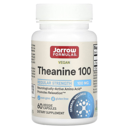 Теанін, Theanine, Jarrow Formulas, веганський, 100 мг, 60 рослинних капсул