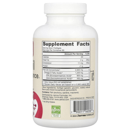 Рыбий жир с ЭПК и ДГК, Fish Oil, EPA-DHA Balance®, Jarrow Formulas, 120 гелевых капсул