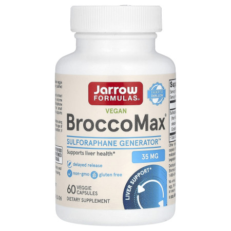 Брокколи экстракт, BroccoMax, Jarrow Formulas, активированный мирозиназой, 60 веганских капсул (17,50 мг на капсулу)