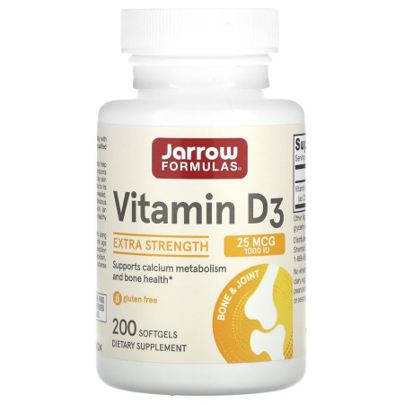 Вітамін D3, холекальциферол, Vitamin D3, Jarrow Formulas, 25 мкг (1000 МО), 200 гелевих капсул