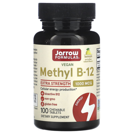 Вітамін В12, Methyl B-12, Jarrow Formulas, смак лимона, 1000 мкг, 100 жувальних таблеток