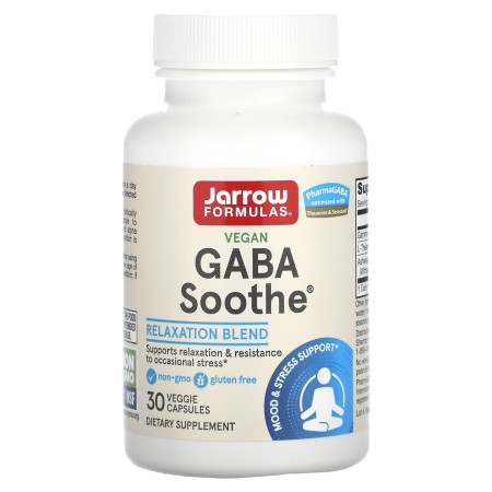 ГАМК, GABA Soothe, Jarrow Formulas, 30 веганських капсул