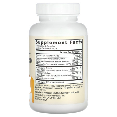 Глюкозамін Хондроїтин та метилсульфонілметану, Glucosamine + Chondroitin + MSM, Jarrow Formulas, 120 капсул