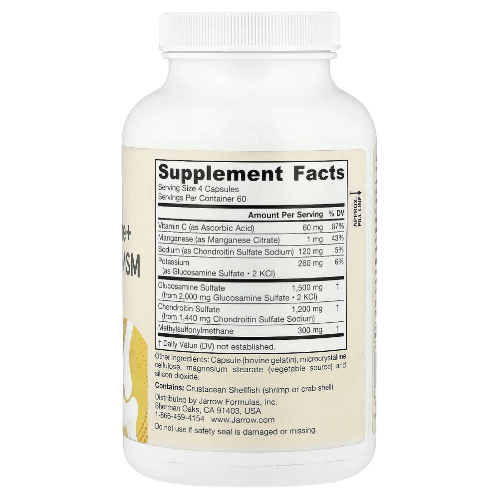 Глюкозамін, хондроїтин, МСМ, Glucosamine + Chondroitin + MSM, Jarrow Formulas, 240 капсул