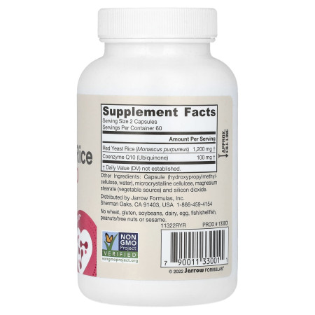 Коензим Q10, Червоний рис (Red Yeast Rice + Co-Q10), Jarrow Formulas, 120 веганських капсул