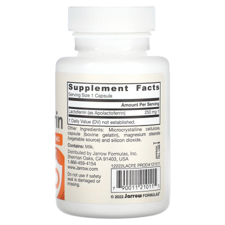 Лактоферрин, Lactoferrin, Jarrow Formulas, сублимированный, 250 мг, 60 капсул
