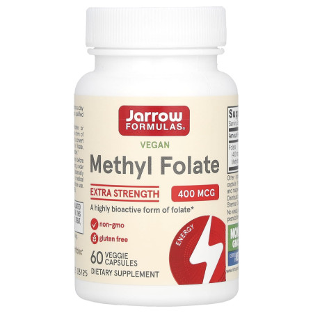 Метилфолат, Methyl Folate, Jarrow Formulas, підвищеної концентрації, 400 мкг, 60 веганських капсул