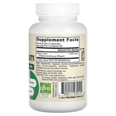 Смола мастикового дерева, Mastic Gum, Jarrow Formulas, 120 веганських капсул (500 мг на капсулу)