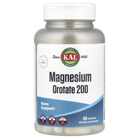 Оротат магнію, Magnesium Orotate 200, KAL, 200 мг, 120 вегетаріанських капсул (50 мг на капсулу)