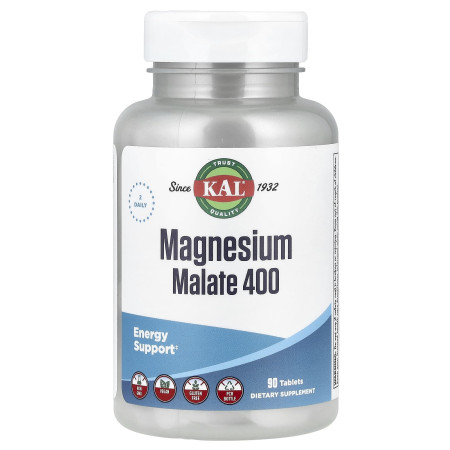 Магний малат, Magnesium Malate, KAL, 400 мг, 90 таблеток