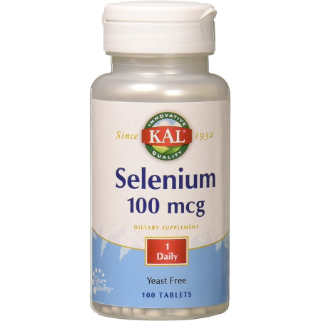 Селен, Selenium, KAL, без дріжджів, 100 мкг, 100 таблеток