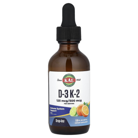 Вітаміни D3 та K2, Vitamin D-3 K-2 Drop Ins, KAL, цитрусовий смак, 59 мл