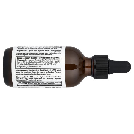Витамины D3 и K2, Vitamin D-3 K-2 Drop Ins, KAL, цитрусовый вкус, 59 мл