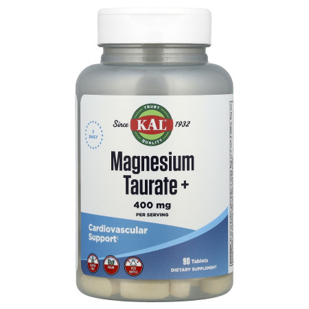 Таурат магния +, Magnesium Taurate+, KAL, 400 мг, 90 таблеток (200 мг на таблетку)