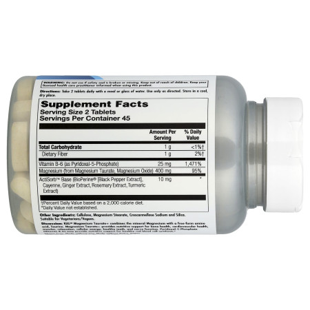 Таурат магнію+, Magnesium Taurate+, KAL, 400 мг, 90 таблеток (200 мг на таблетку)