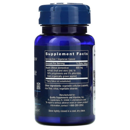 Поліфеноли яблучні, AppleWise Polyphenol, Life Extention, екстракт, 600 мг, 30 вегетаріанських капсул