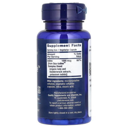 Йод морской, Sea-Iodine, Life Extension, 1000 мкг, 60 вегетарианских капсул
