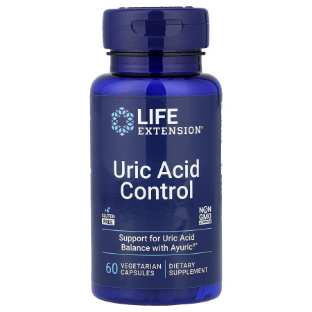 Мочевая кислота, контроль, Uric Acid Control, Life Extension, 60 вегетарианских капсул