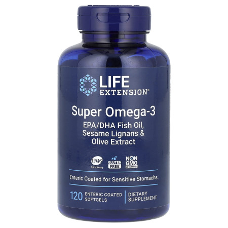 Омега-3, риб'ячий жир ЕПК/ДГК, Super Omega-3, Life Extension, 120 гелевих капсул у кишковорозчинній оболонці