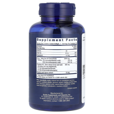 Омега-3, риб'ячий жир ЕПК/ДГК, Super Omega-3, Life Extension, 120 гелевих капсул у кишковорозчинній оболонці