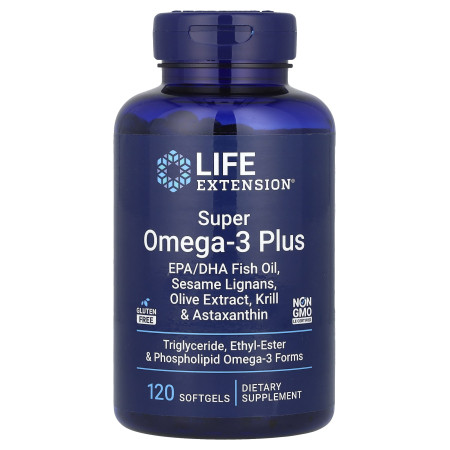 Омега-3 плюс, Super Omega-3 Plus, Life Extension, 120 гелевих капсул