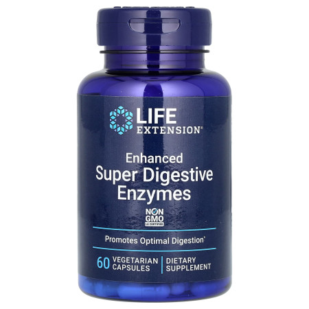 Травні ферменти, Enhanced Super Digestive Enzymes, Life Extension, покращені, 60 вегетаріанських капсул