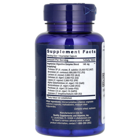 Травні ферменти, Enhanced Super Digestive Enzymes, Life Extension, покращені, 60 вегетаріанських капсул